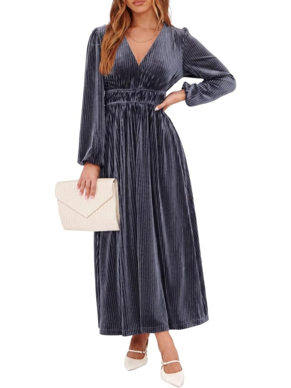 Elegant Velvet Long Sleeve Maxi Dress - Perfect for Weddings & Fall Events
